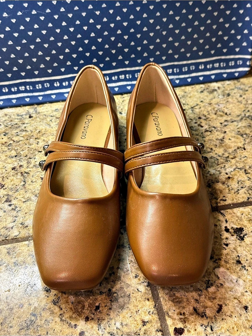 C. Paravano Double-Strap Mary Jane (Clara) ) Brown Flats/ Brand New.. never worn